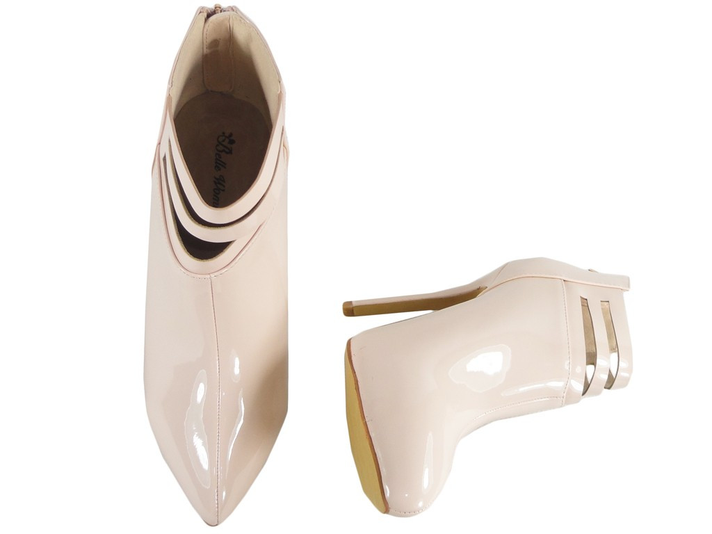 Beige Damenstiefel mit High Heels - 2