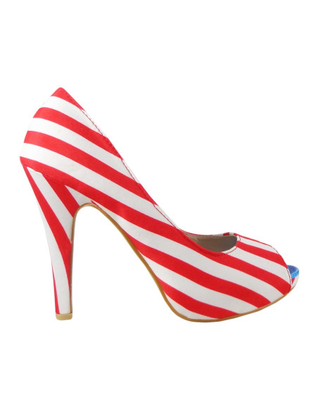 White striped women's pins on the platform - 1
