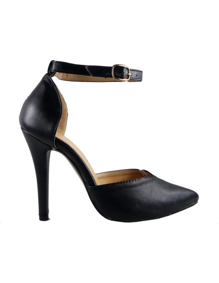 Melni matēti potītes stilettos ar izgriezuma detaļu - 1