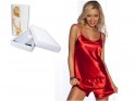 Set of satin lingerie red T-shirt and shorts - 4