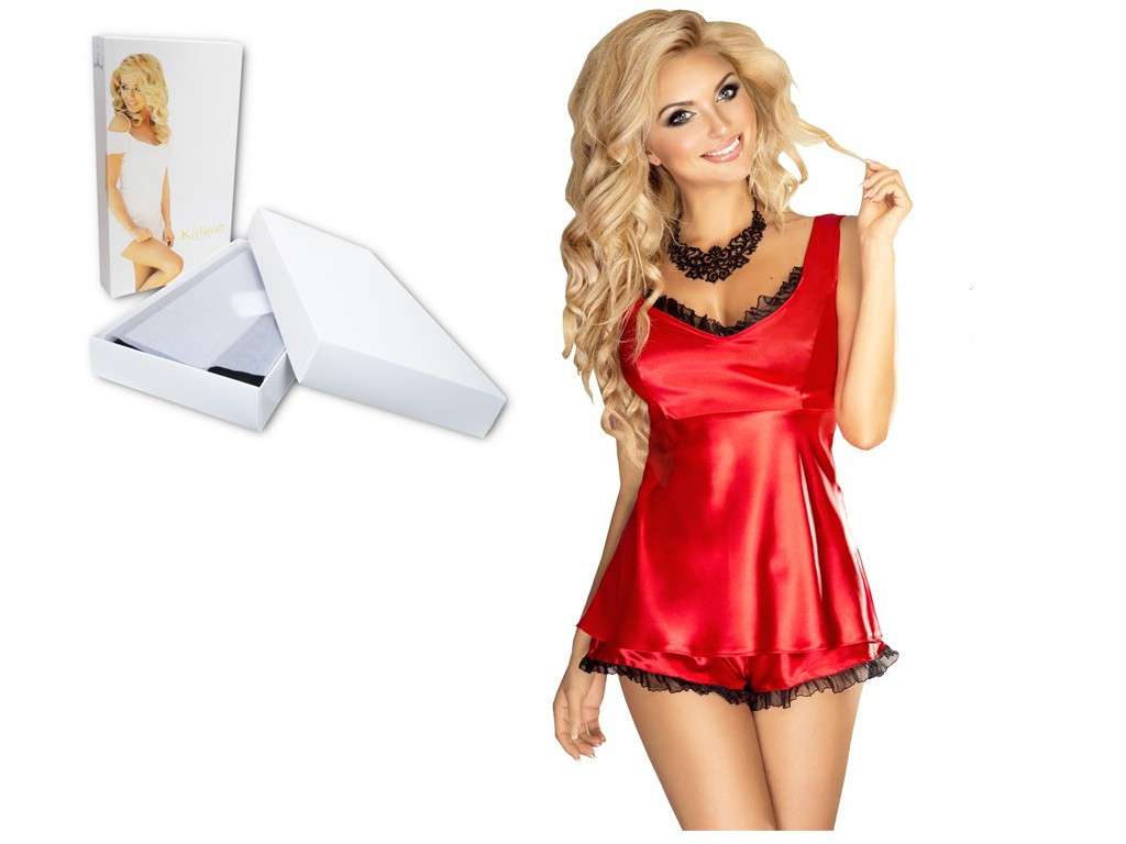 Bermuda rot Satin Dessous Set - 4