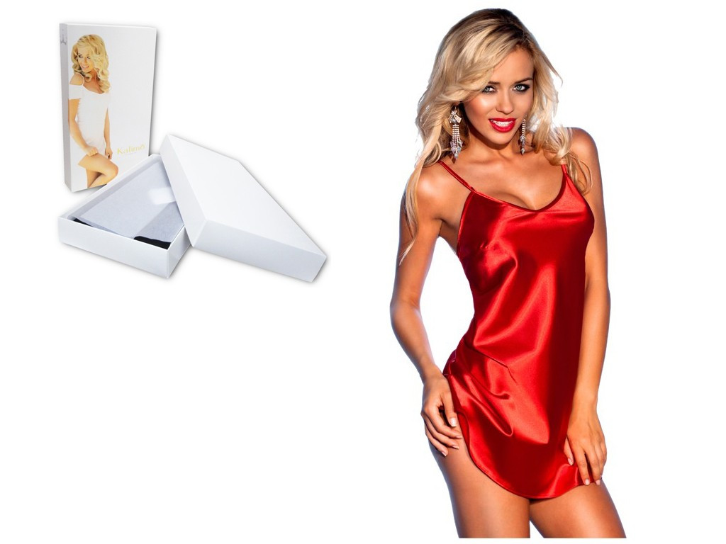 Nightdress satin Ibiza red - 4