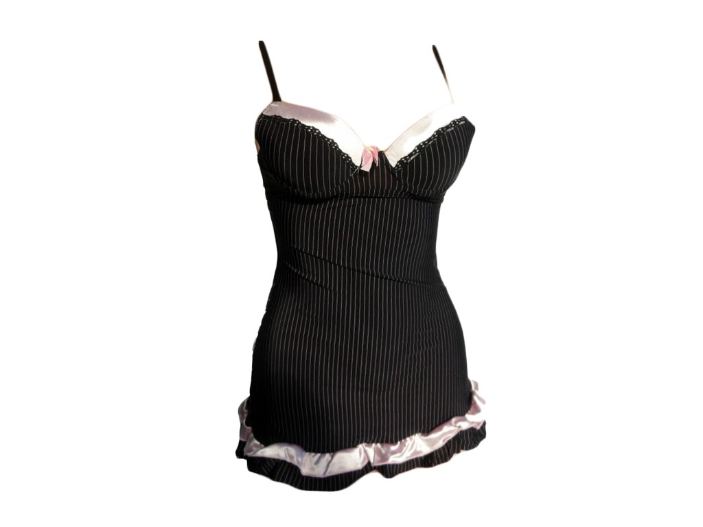 Ladies' nightdresses black striped lingerie - 1