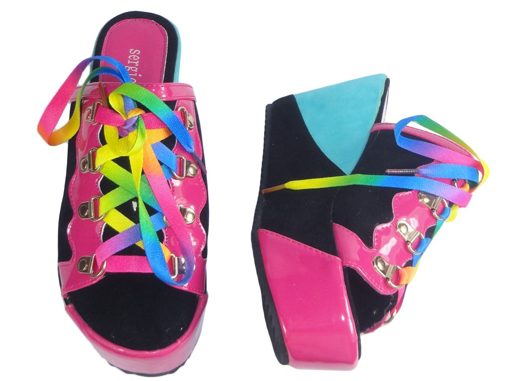 Colourful suede flip-flops boots on the anchors - 2