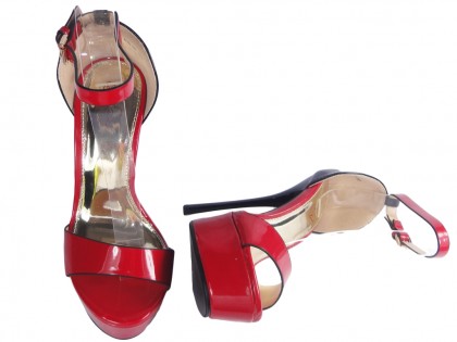 Red sandals on a pin with a strap in the ankle - 2