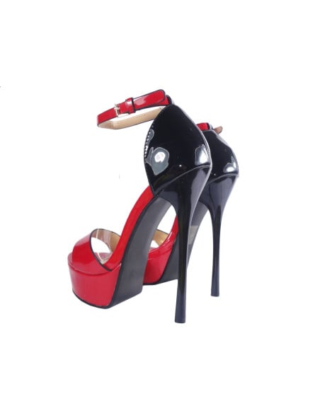 Sarkanas stiletto sandales ar potītes siksnu - 4