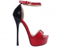 Červené sandály na vysokém podpatku s páskem na kotníku - 1