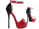 Červené sandály na vysokém podpatku s páskem na kotníku - 3