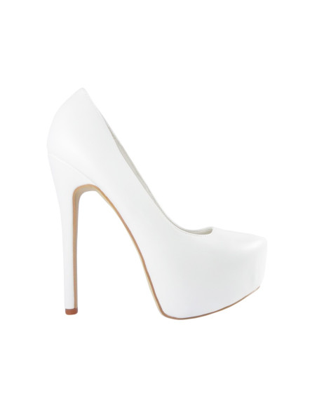 Baltas platformas stilettos matēti kāzu kurpes - 1