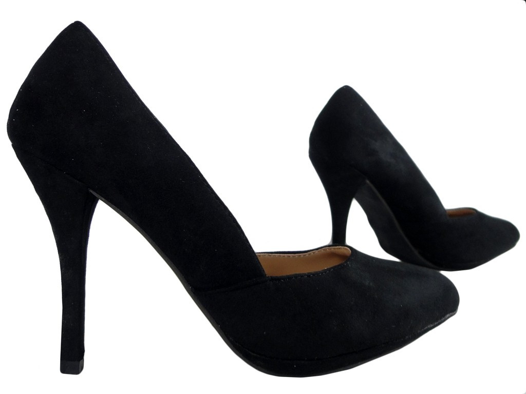 Schwarze High Heels Wildleder Damenschuhe - 3
