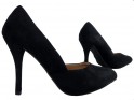 Čierne semišové dámske topánky na vysokom podpätku - 3