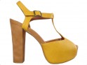 Yellow suede sandals on the platform of the heeled shoes - 1