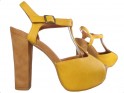 Żółte zamszowe sandały na platformie buty na obcasie - 3