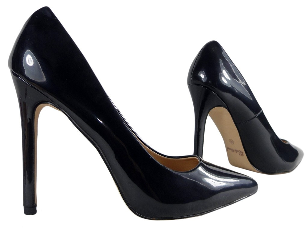 Juodi moteriški bateliai stiletto kulnu - 3