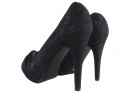 Black high heels platform shoes on the toes - 4