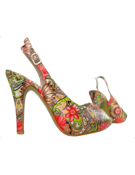 Sandalen in bunten Blumen Frauen High Heels Outdoor Toe - 3
