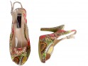 Sandałki w kolorowe kwiaty szpilki damskie odkryty palec - 2