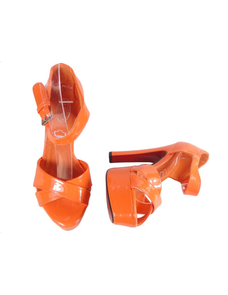 Sandale portocalii pe post de pantofi de vară pentru femei - 2