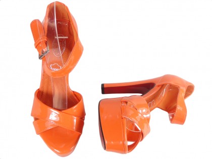 Sandale portocalii pe post de pantofi de vară pentru femei - 2