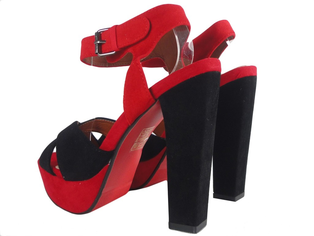 Sarkanās un melnās platformas sandales ar stiletto papēdi - 4