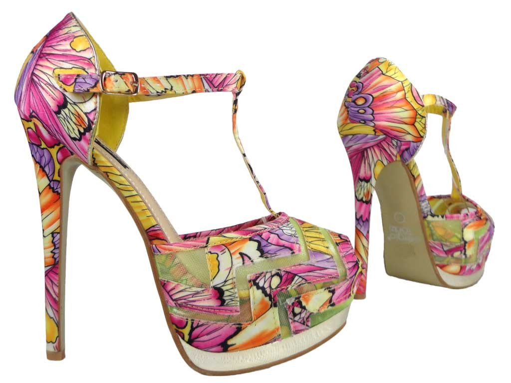 Hochhackige Sandalen Plateauschuhe mit Gürtel - 3