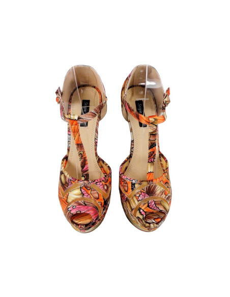KWIATOWE SANDAŁKI NA SZPILCE PLATFORMIE
