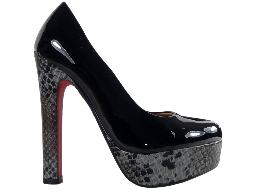 Melni stiletto apavi ar platformu papēžiem - 1