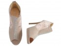 Smėlio spalvos moteriški smailianosiai sandalai su cirkonais - 2