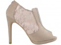 Išparduotuvė smėlio spalvos moteriški smailianosiai sandalai - 1