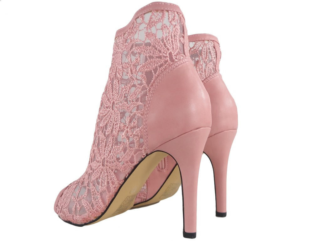 Outlet sandale deschise roz botine cu broderie - 4