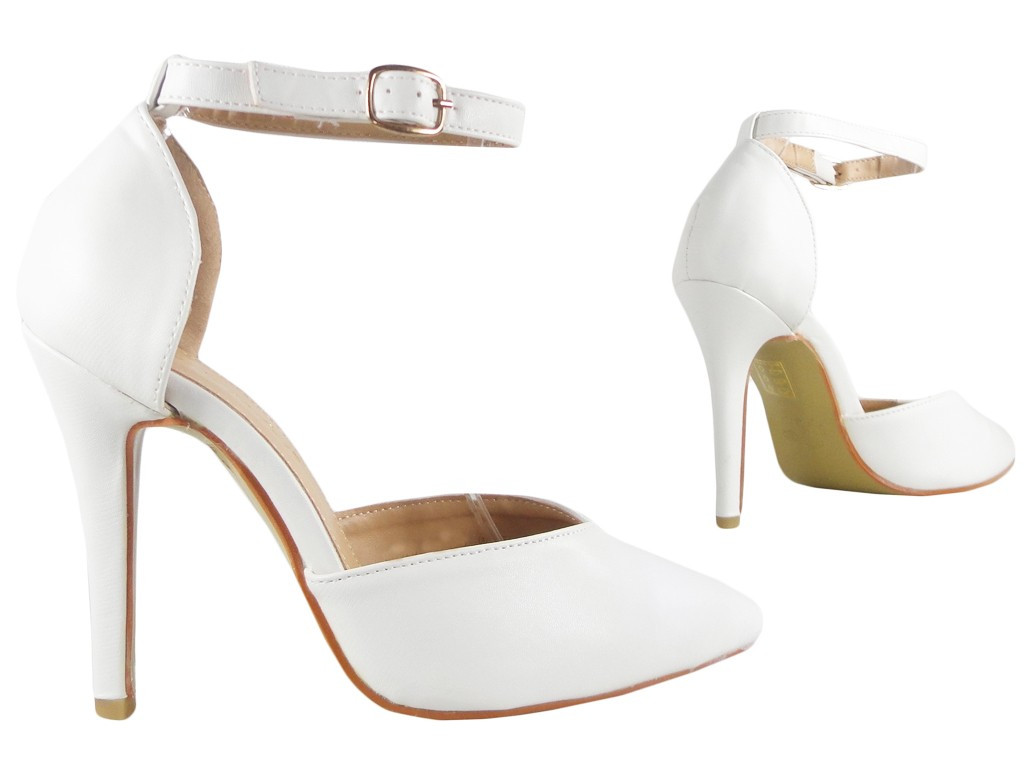 Outlet tocuri albe mat cu curea - 3