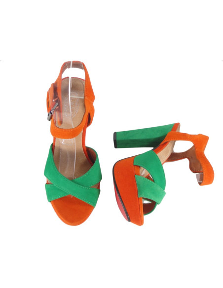 Outlet sandale verde-portocaliu - 3