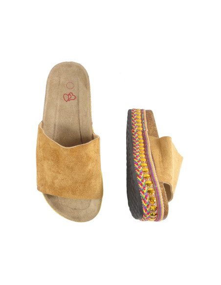 Karamell Damen eko Wildleder profilierte Flip-Flops - 2