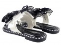 Ladies' flip flops black boots with white ribbon - 4