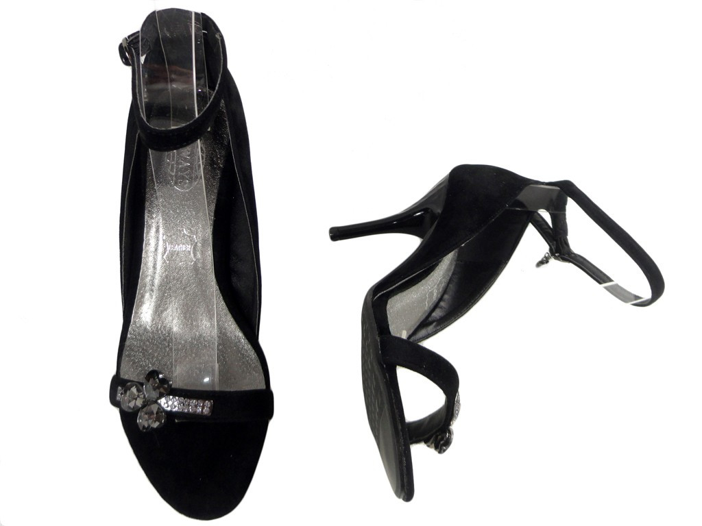 Black suede pins sandals with ankle strap - 2