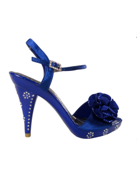 Dunkelblaue Damensandalen mit Zirkonen - 1