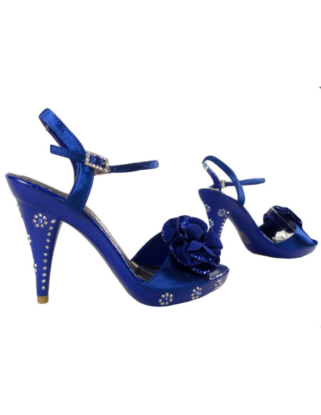 Dark blue women's sandals boots with zirconia - 3
