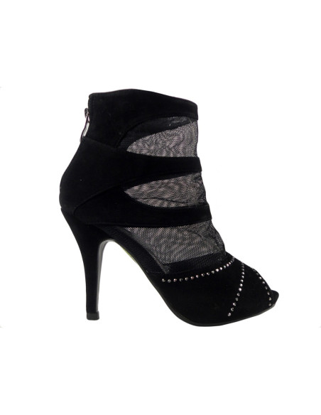 Schwarze Sandalen auf hochhackigen Sommer-Mesh-Stiefeln - 1