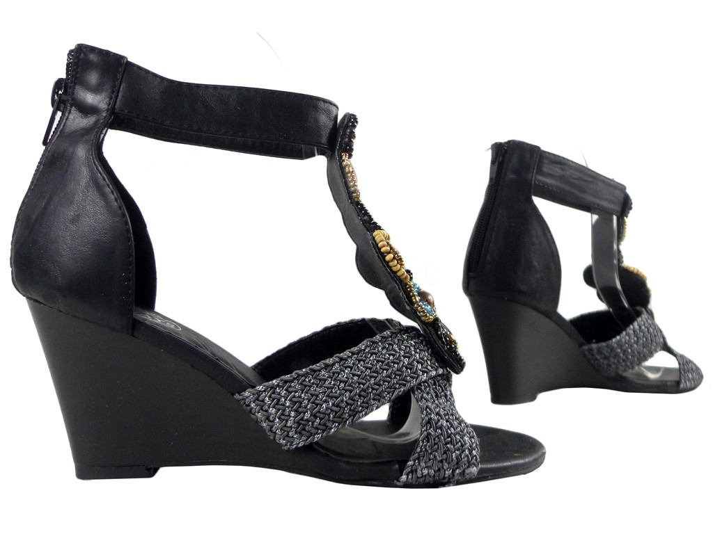 Black matt sandals with beads - 3