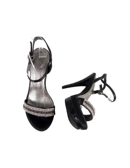 Schwarze Sandalen auf einem Zirkonia-Schuhstift - 2