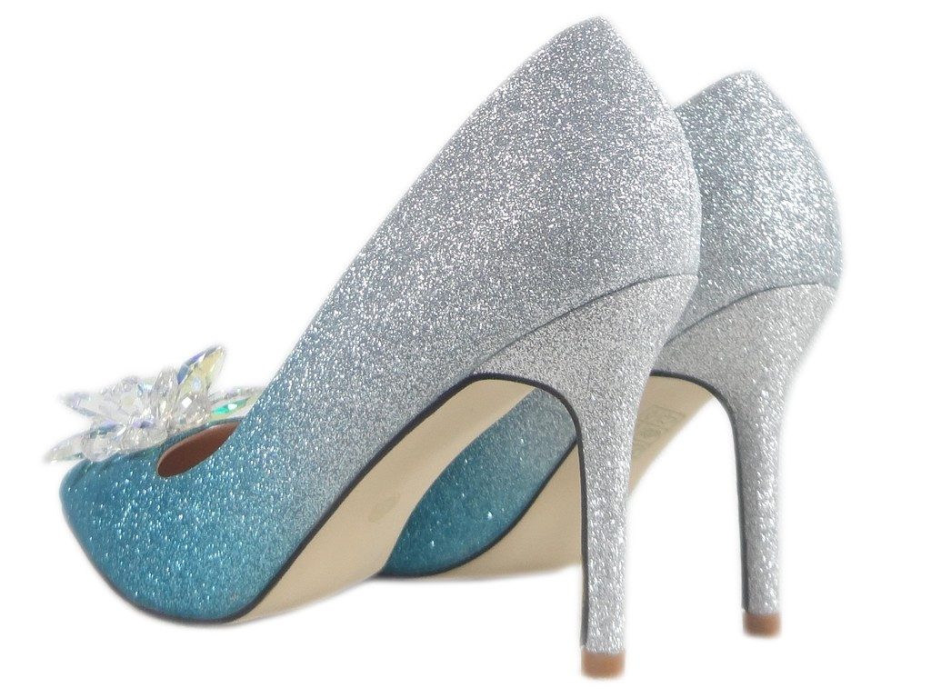 Blue silver brocade ombre pins - 4
