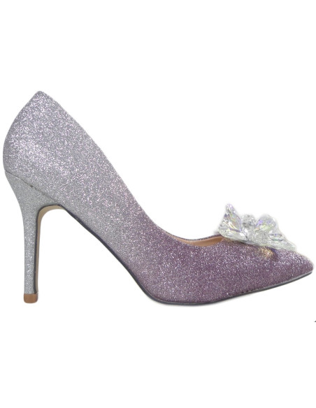 Purple silver brocade ombre pins - 1