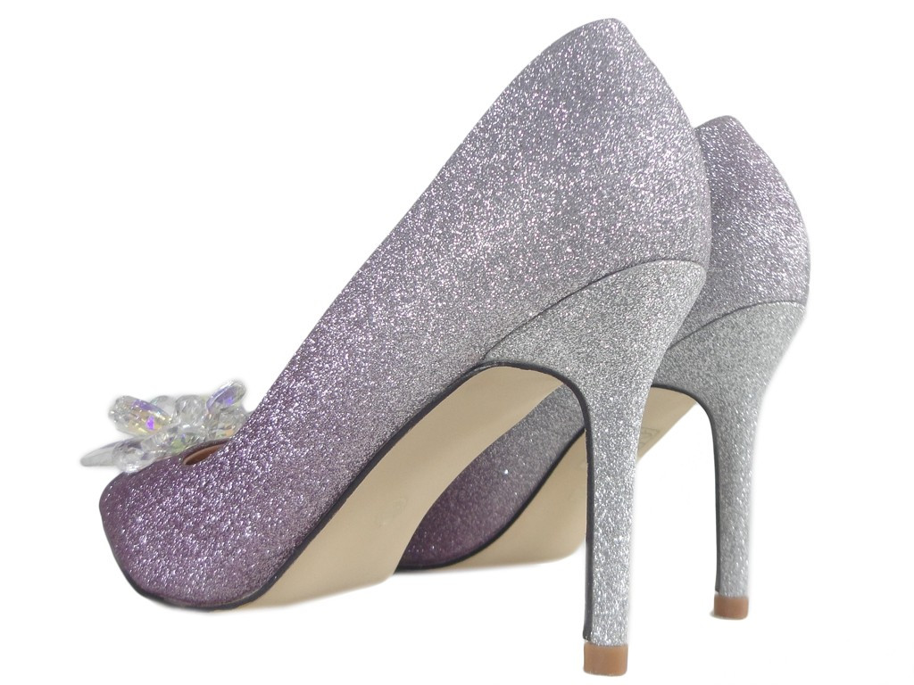Epingles d'ombre en brocart violet argenté - 4