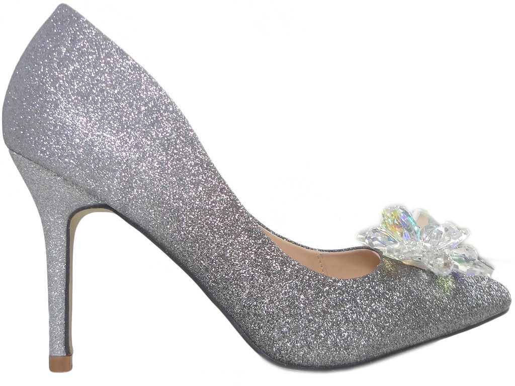 Sudraba un grafīta spīduma ombre stiletto kurpes - 1