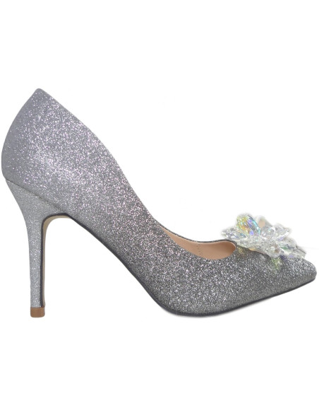 Silbergraphit Brokat High Heels Ombre Schuhe - 1