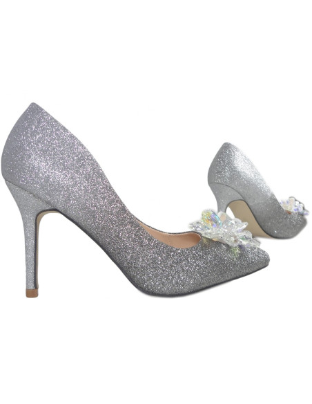 Graphite silver brocade ombre pins boots - 3