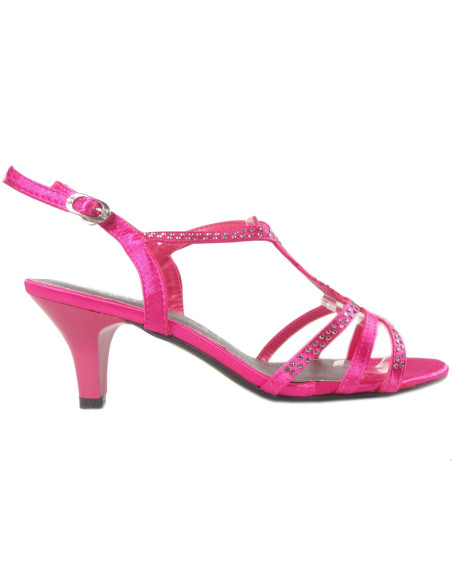 Rosa unrige Sandalen auf Damenschuhen mit hohem Absatz - 1