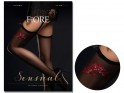 Smooth black stockings to the belt with red rose - 3
