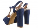 Džinsiniai mėlyni platforminiai sandalai su smailiu kulnu - 4