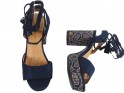 Dark blue sandals on the block and platform in boho style - 2
